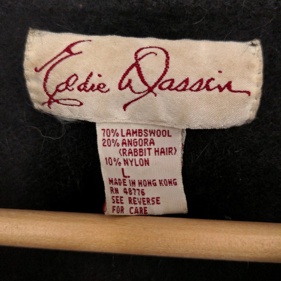 Vintage Lambs Wool Angora Rabbit Gold Beaded Sweater Floral Design Black Size L - Picture 7 of 7